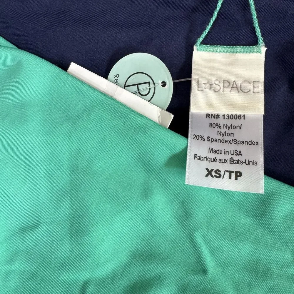 L*SPACE Mia Bikini Bottom XS Reversible Blue Green Colorblock NWT